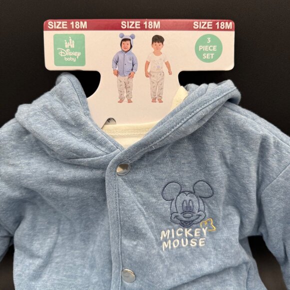 Disney Baby 3-Piece Mickey Mouse Outfit Set18M Hooded Jacket Bodysuit & Pants - Picture 2 of 8